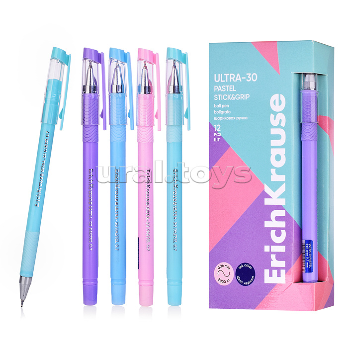 
Ручка шариковая ULTRA-30 Stick&Grip Pastel 0.7, Super Glide Technology, цвет чернил синий