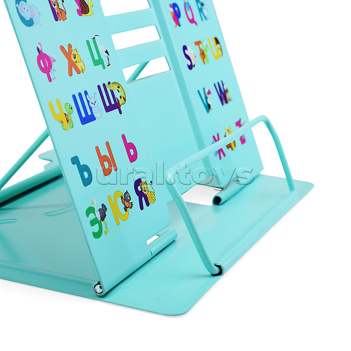 Подставка для учебников и книг "Alphabet" 27x21 см, металлическая окрашенная, вес 600 г, вертикальная, с противоскользящими ножками, с полноцветным рисунком, в пластиковом пакете с европодвесом
