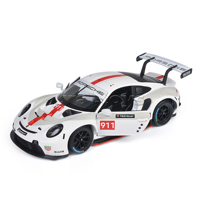 Гоночная машинка die-cast Porsche 911 RSR, 1:24, белая, открывающиеся двери