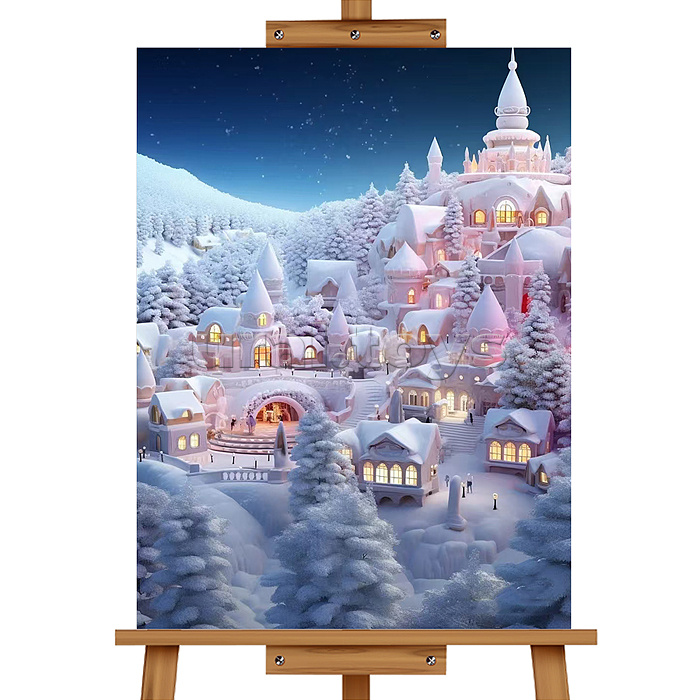 Мозаика алмазная "Снежный город" 30*40см.