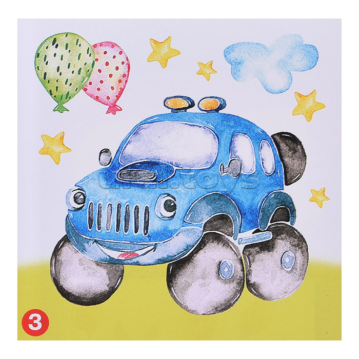 Аппликация наклейками по номерам. Машинки