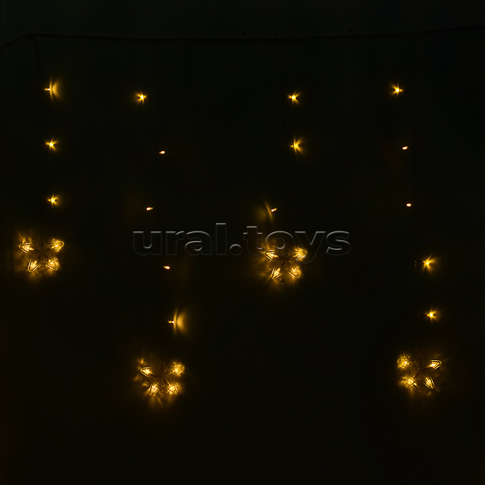 Электрогирлянда-занавес светодиодная "Звездочки", теплый