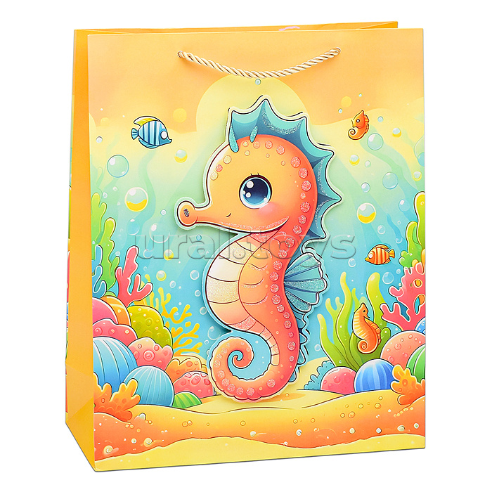 Пакет подарочный "Подводный мир" 32х26х10 см