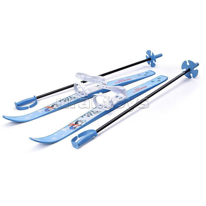 Лыжи детские "Пингвин на лыжах" ROCKET SKI KIDS 75/75 см, универсальное крепление, с палками