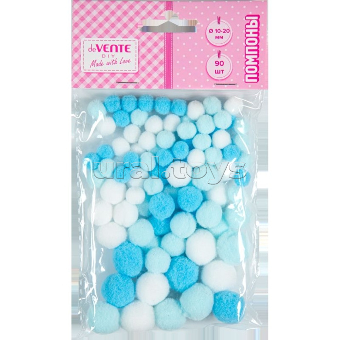 Набор помпонов для творчества "DIY" 90 шт, ассорти размеров и цветов