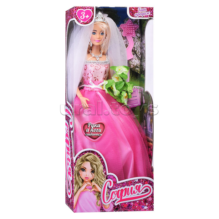 Кукла София 29 см, (руки и ноги сгиб, невеста, акс,) в коробке