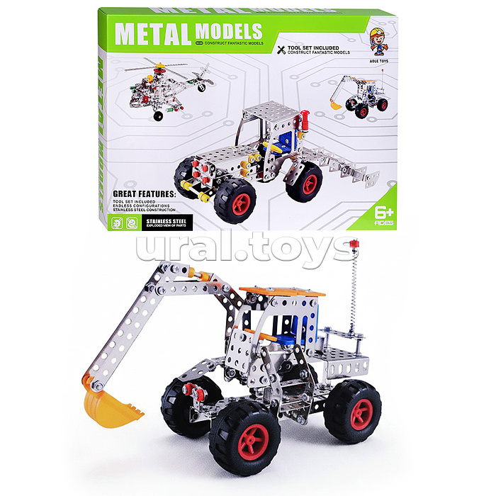 Конструктор "Машина с ковшом" (208 дет.) металл, в коробке