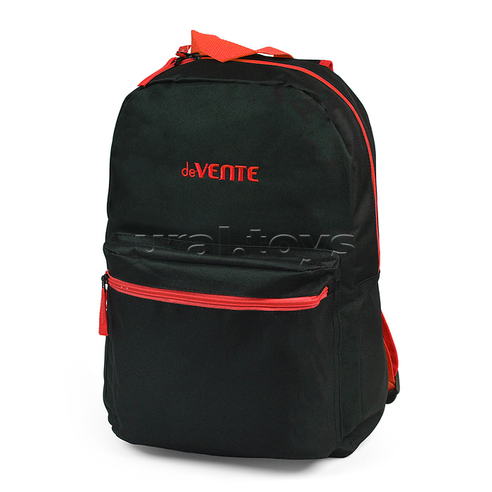 Рюкзак "Black" подростковый 40x29x17 см (14 л) 250 г, 1 отделение на молнии, 1 передний карман, черный с красным