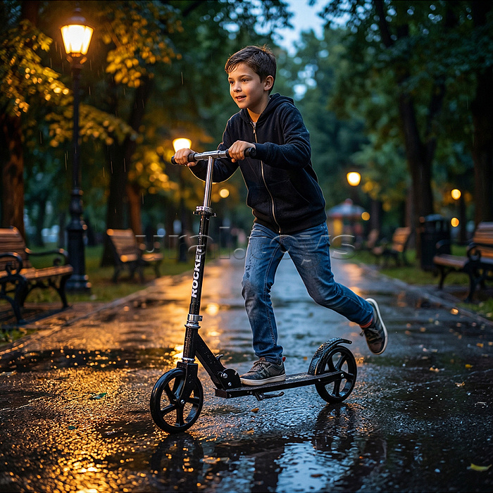 Самокат ROCKET колеса PU 200 мм, ABEC 7, чёрный (в пакете)