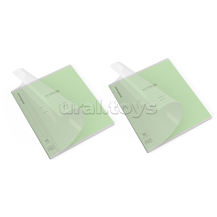 Тетрадь школьная ученическая с пластиковой обложкой на скобе ErichKrause Классика CoverPrо fizzy, зеленая, А5, 18 листов, кл/лин