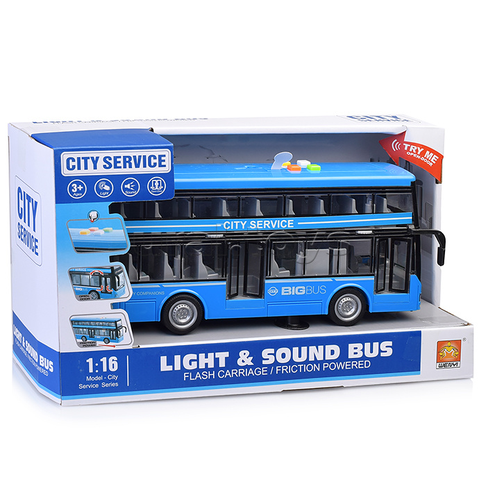 Автобус "Даблдекер" 1:16 (свет, звук) на батарейках, в коробке
