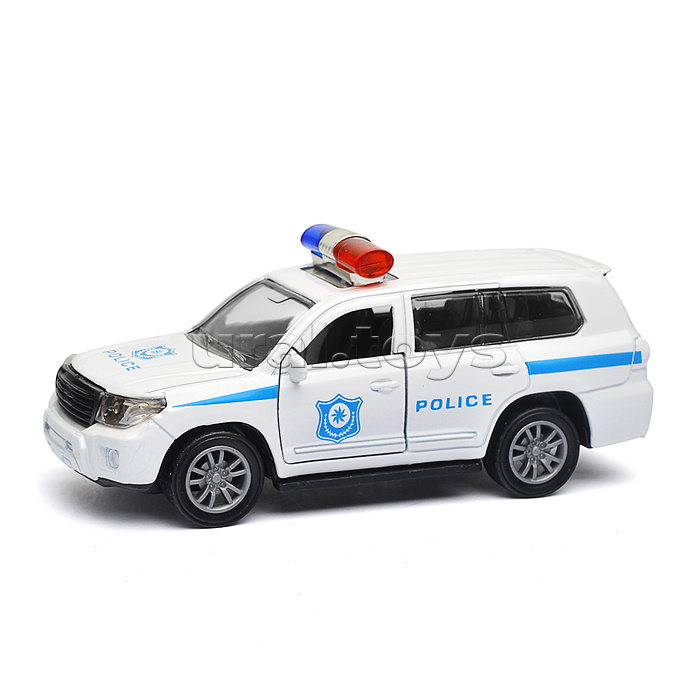 Белая инерционная служебная машинка Кроссовер die-cast,1:32, открывающиеся двери