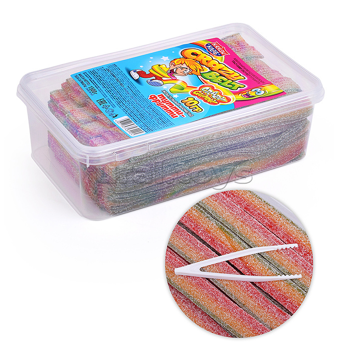 Жевательный мармелад в кислой обсыпке «CRAZY GUMMY CRAZY BELT» тутти-фрутти 10гр*150шт