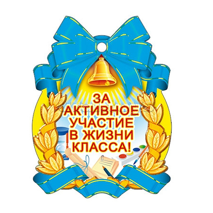 Медаль. За активное участие в жизни класса! (блестки в лаке)