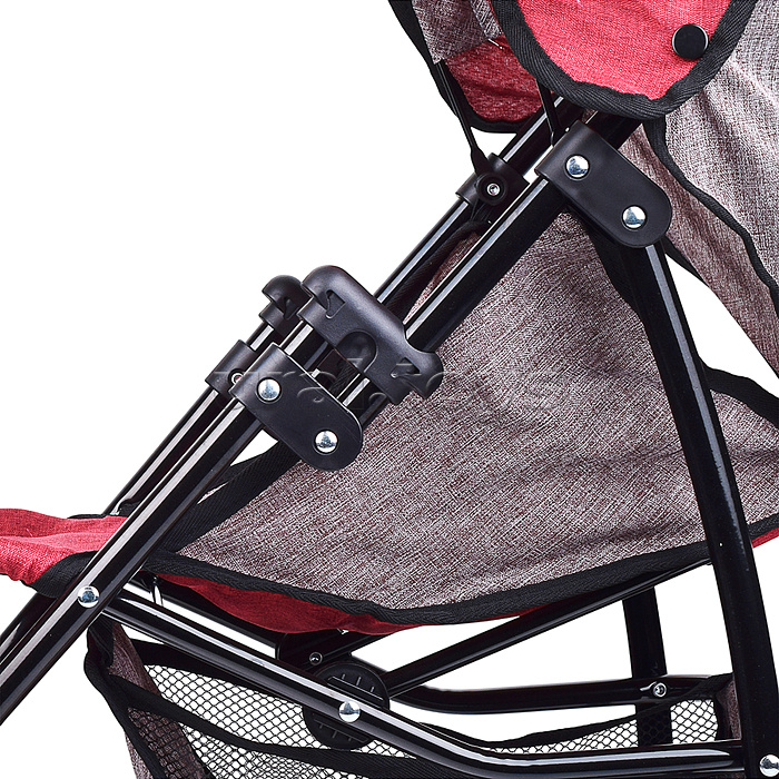 Коляска для кукол складная, с корзиной и козырьком, цвет серо-бордовая