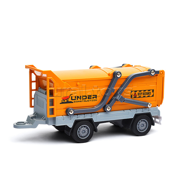 Машина"Трактор-погрузчик" с прицепом (свет, звук) в коробке