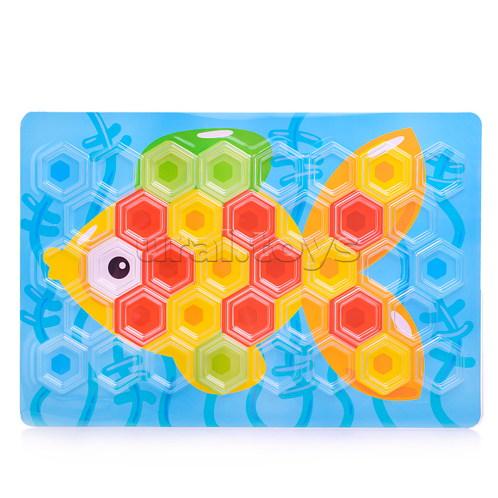 Мозаика объемная "Рыбка" 34 шестигранных фишки ( 4 цвета , 8 картинок )