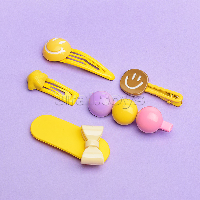 Набор заколок для волос "Смайлики" в пакете