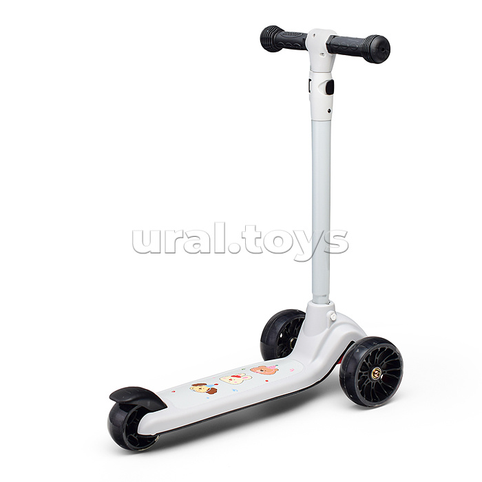 Самокат 3-х кол., PU, цвет белый
