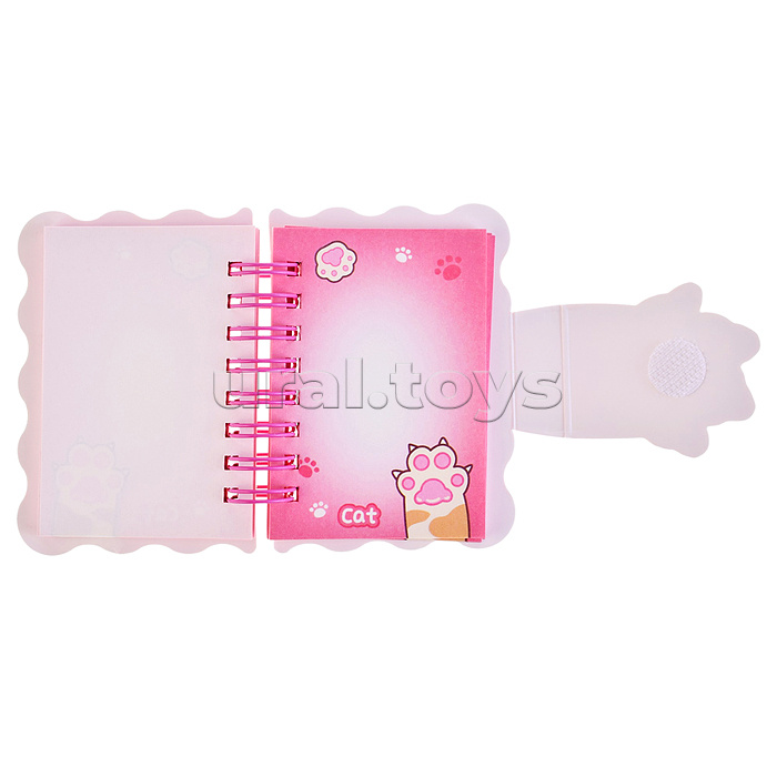 Блокнот на евроспирали "Лапки" 6х8.5 см, 80 л, цветной внутренний блок, плотность бумаги 70г/м2, 4 дизайна в ассортименте, ОПП-упаковка