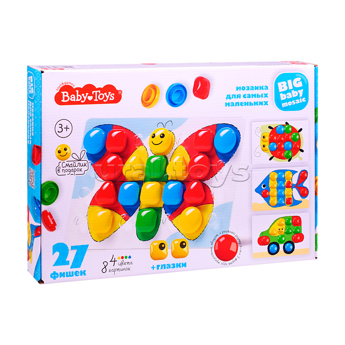 Мозаика для самых маленьких "Бабочка" d40/4 цв/ 27 эл BABY TOYS