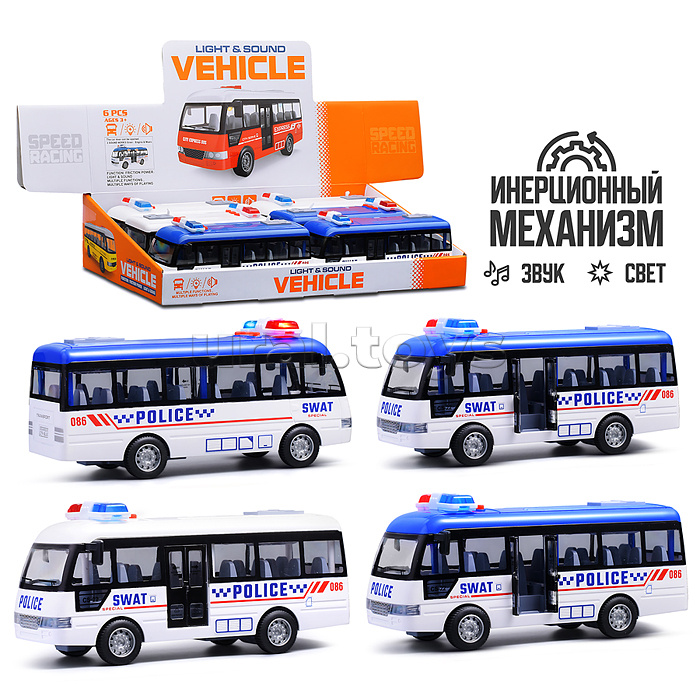 Машина "Полицейский автобус" на батарейках, в коробке