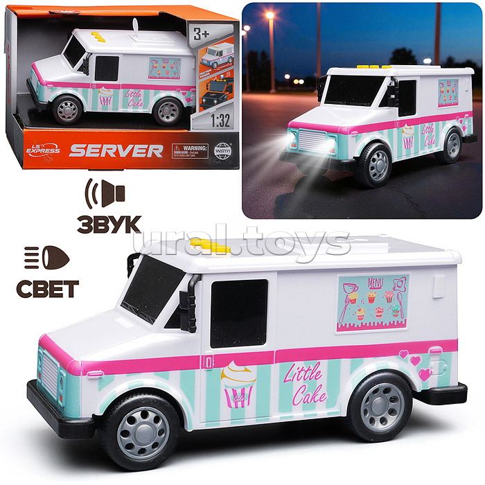 Машина "Трейлер с мороженным" 1:32 (свет, звук) в коробке