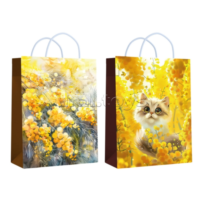 Пакет ламинированный "Мимозы" 18х23х10 см, 157гр/м2, микс 2 вида