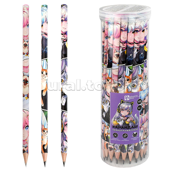 Карандаш чернографитный "Аниме с котиками" НВ