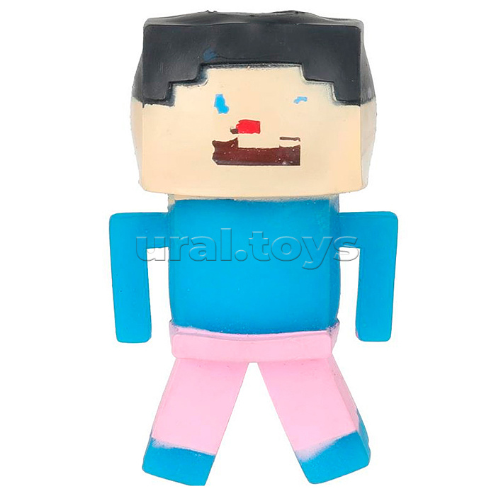 Игрушка антистресс тянучка "Пиксельный персонаж в синем свитере" блистер, Супер Флекс Игрушка антистресс тянучка "Пиксельный персонаж в синем свитере" блистер, Супер Флекс