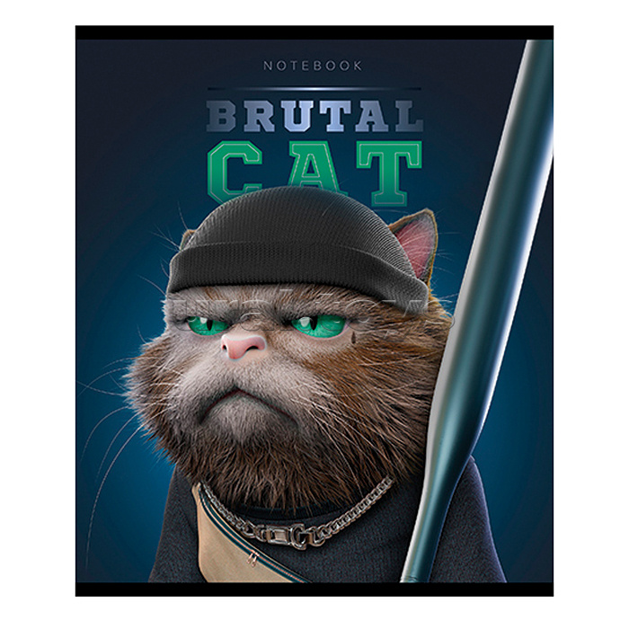 Тетрадь 48л А5 клетка S "Брутальные коты" Премиум
