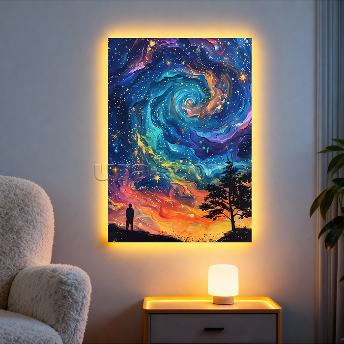 Мозаика алмазная "Цветной ураган" (светится в темноте) 40*30 см.