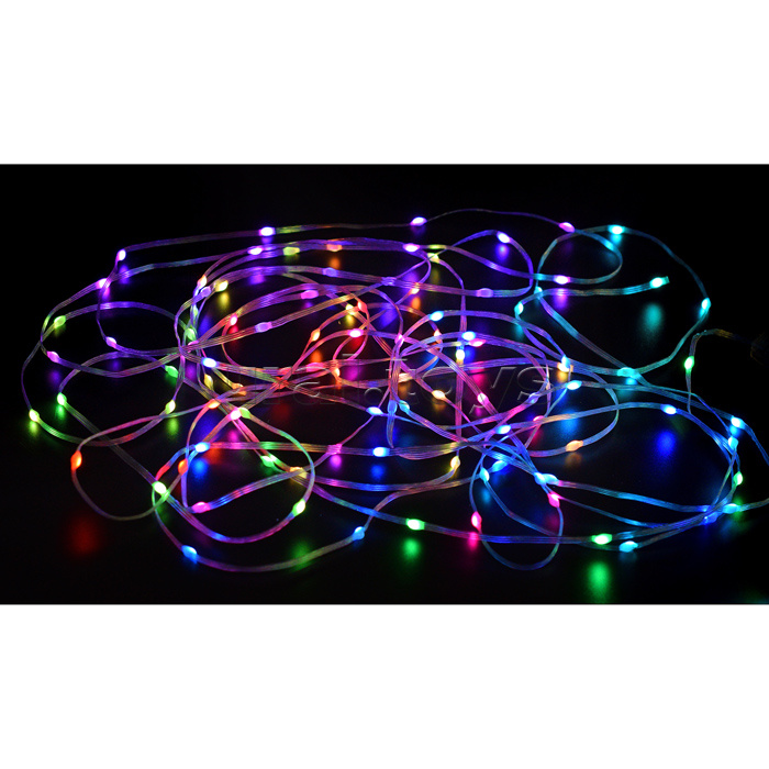 Электрогирлянда светодиодная Роса, 10м, пульт, USB, цветная