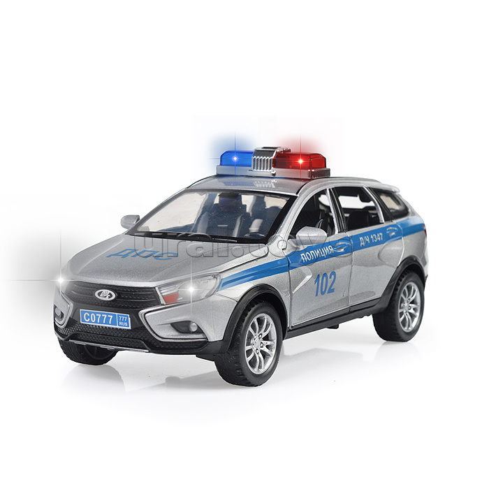Машина металл LADA Sw Cross Полиция 17,5 см, (двери,свет-звук) в коробке Машина металл LADA Sw Cross Полиция 17,5 см, (двери,свет-звук) в коробке