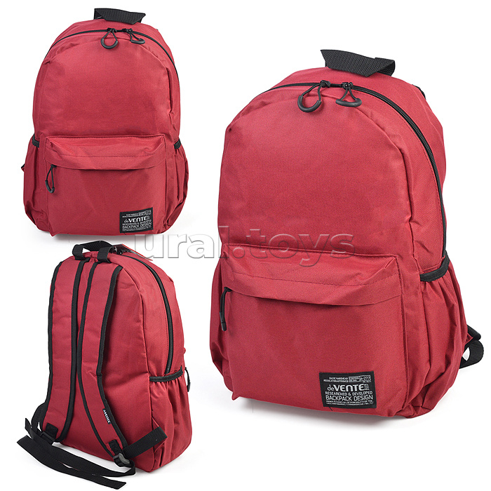 Рюкзак "Red" подростковый 40x29x17 см (14 л) 250 г, 1 отделение на молнии, 1 передний карман, 2 боковых кармана, красный