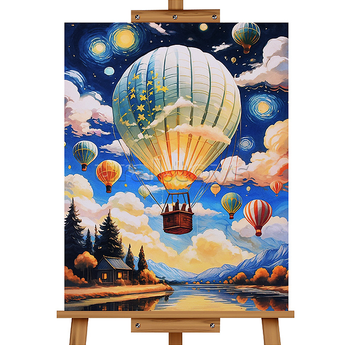 Мозаика алмазная "Полёт на воздушном шаре" 30*40см.