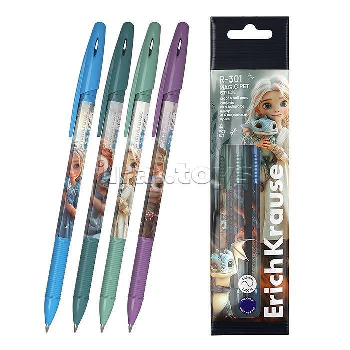 Набор из 4 ручек шариковых R-301 Stick Magic Pet 0.7, цвет чернил синий Набор из 4 ручек шариковых R-301 Stick Magic Pet 0.7, цвет чернил синий