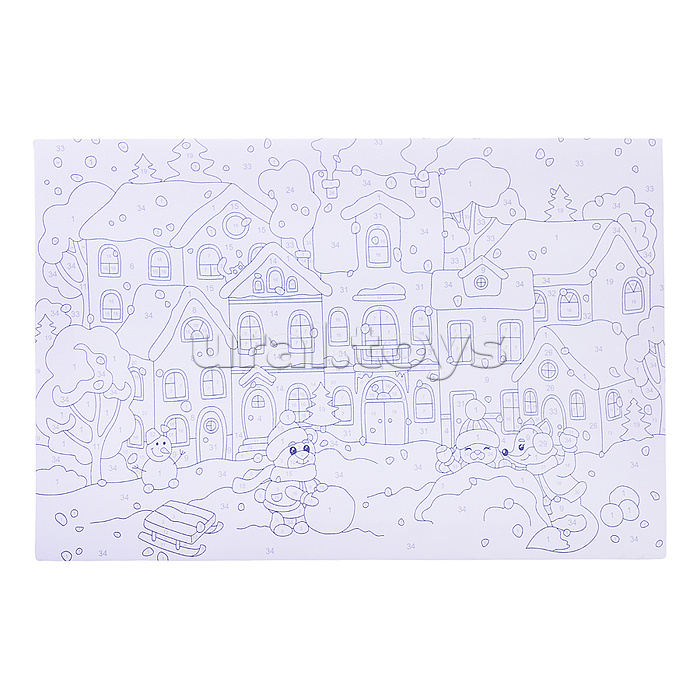 Картина по номерам 20*30 "Снежный двор" на подрамнике