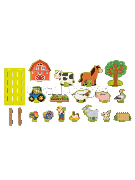 Игрушка из дерева "Что за чем? Ферма" 19 элементов