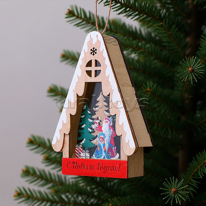 Новогоднее украшение "Домик со светом. С Новым годом!" в пакете