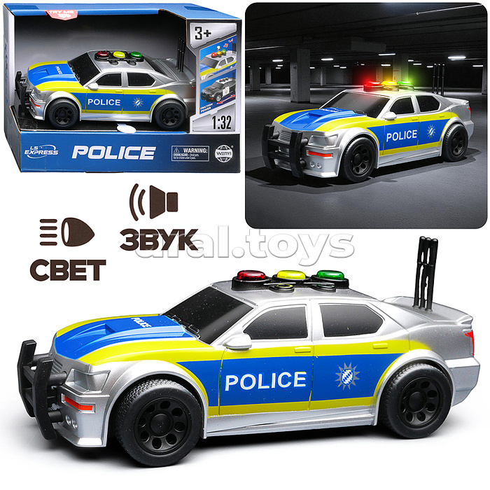 Машина "Полиция" 1:32 (свет, звук) в коробке