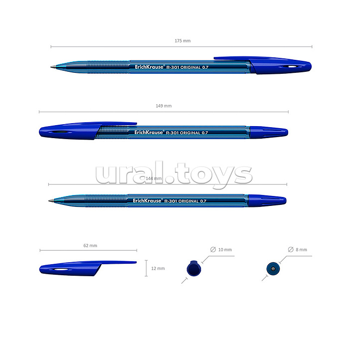 Ручка шариковая R-301 Original Stick 0.7, цвет чернил синий, черный, красный, зеленый