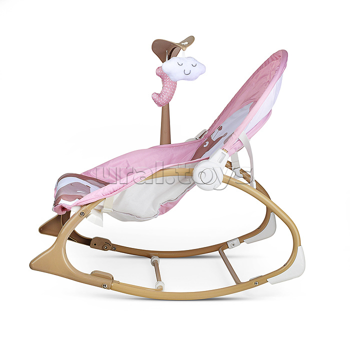 Шезлонг детский "Жирафик" розовый, музыка, вибрация, в коробке