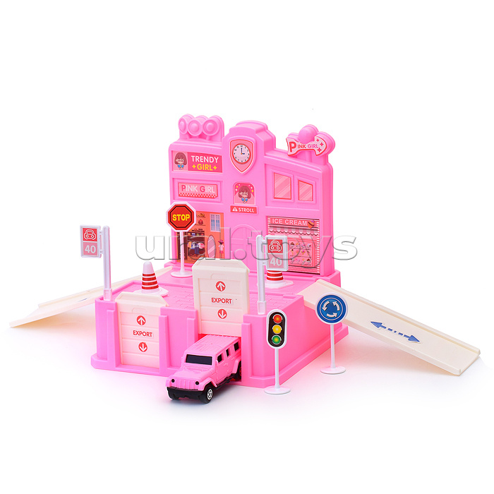 Игровой набор "Паркинг" (96 дет.) розовый, в коробке