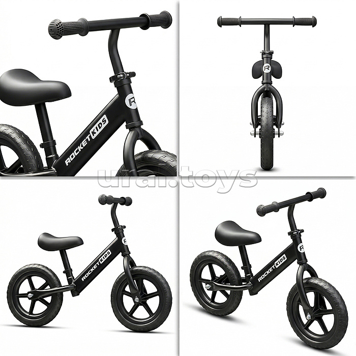 Беговел 12" Rocket R0044NEW-BK, колеса EVA, цвет черный