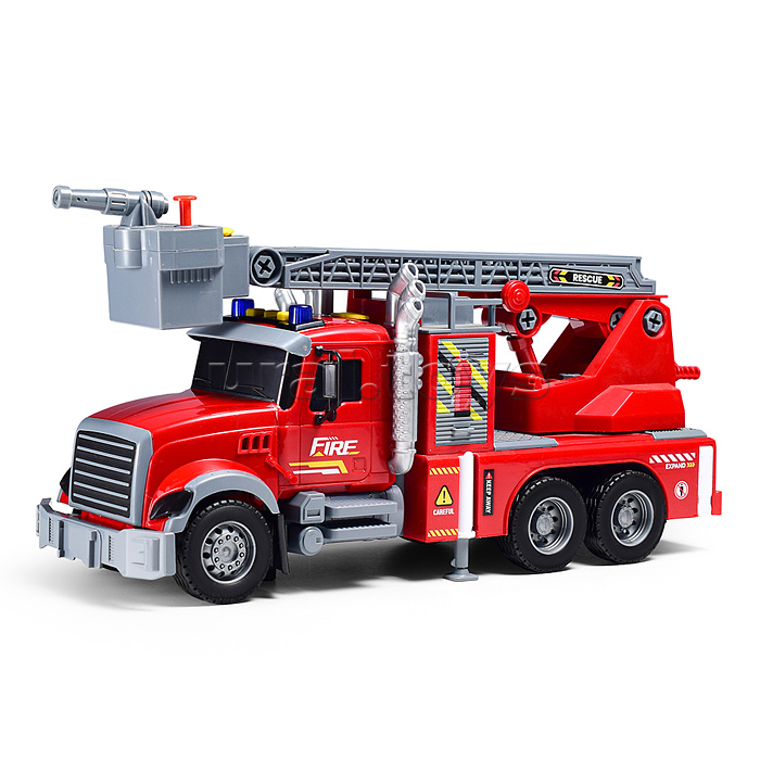 Машина "Пожарная" с лестницей и распылителем воды, на батарейках, в коробке