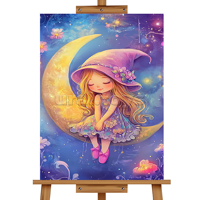 Мозаика алмазная "Девочка на луне" 20*30см