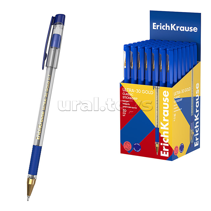 Ручка шариковая ULTRA-30 Gold Stick&Grip Classic, 0.7, Super Glide Technology, цвет чернил синий (в коробке по 50 шт.) Ручка шариковая ULTRA-30 Gold Stick&Grip Classic, 0.7, Super Glide Technology, цвет чернил синий (в коробке по 50 шт.)
