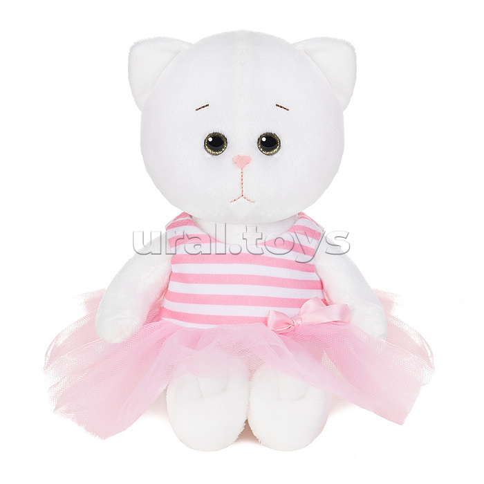 Мышель в полосатом розовом платье с бантиком, 20 см, в коробке