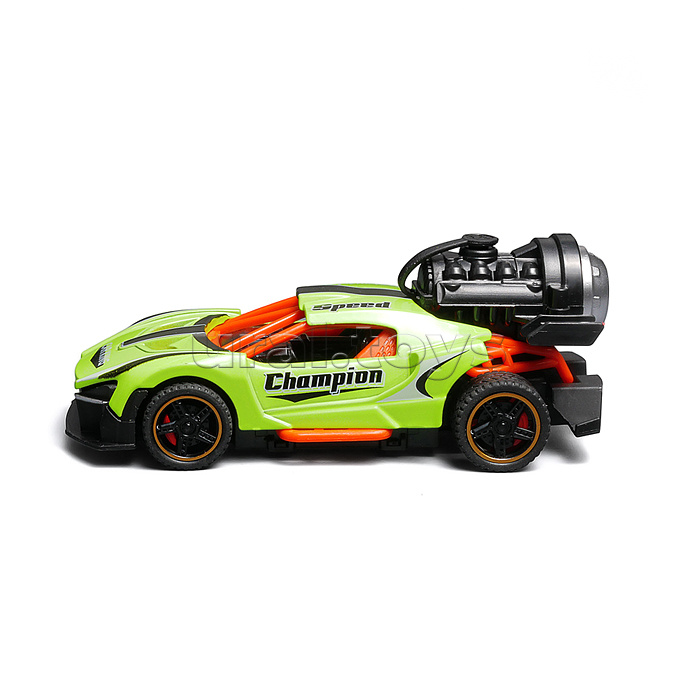 Гоночная машинка свет, звук с имитацией дыма, 1:32, Fast Racers, зелёная